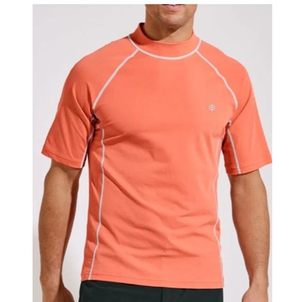 New NWT Coolibar Tulum Short‎ Sleeve Surf Rash Guard XXL Orange